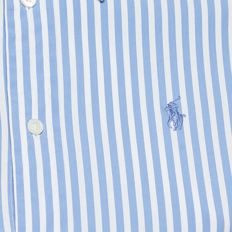 Pre Owned Polo Ralph Lauren Blue Striped Cotton Slim Stretch Shirt S