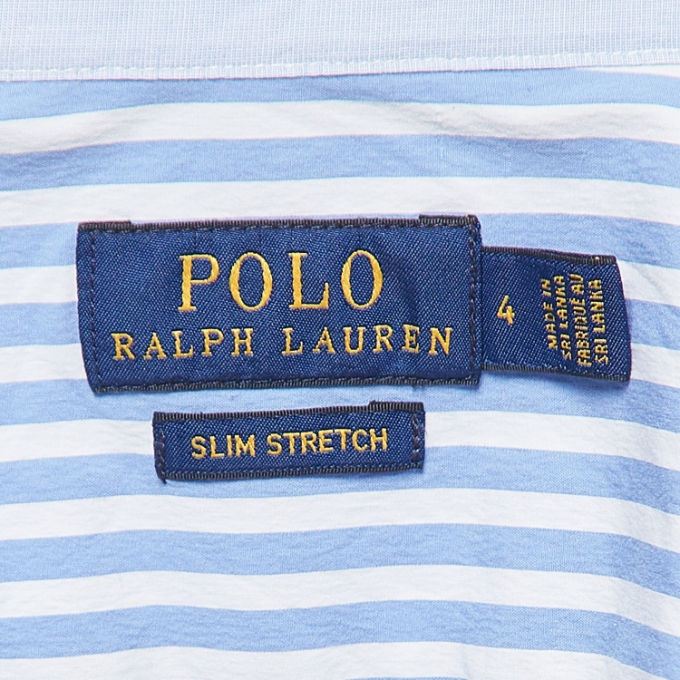 Pre Owned Polo Ralph Lauren Blue Striped Cotton Slim Stretch Shirt S