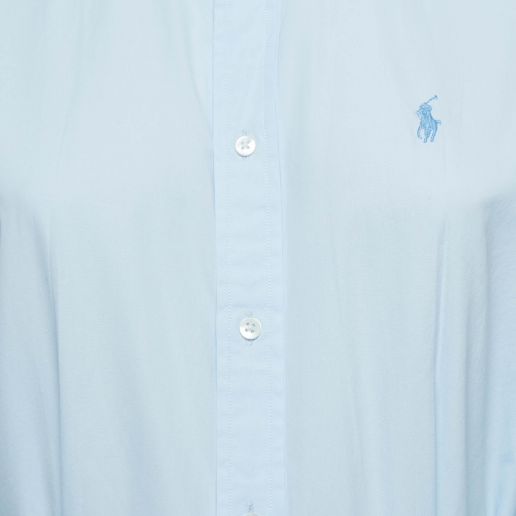 Pre Owned Polo Ralph Lauren Light Blue Cotton Belted Dress M