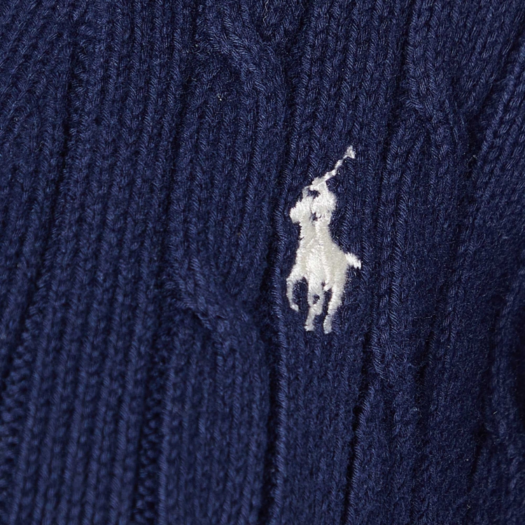 Pre Owned Polo Ralph Lauren Navy Blue Cable Knit Button Front Cardigan M