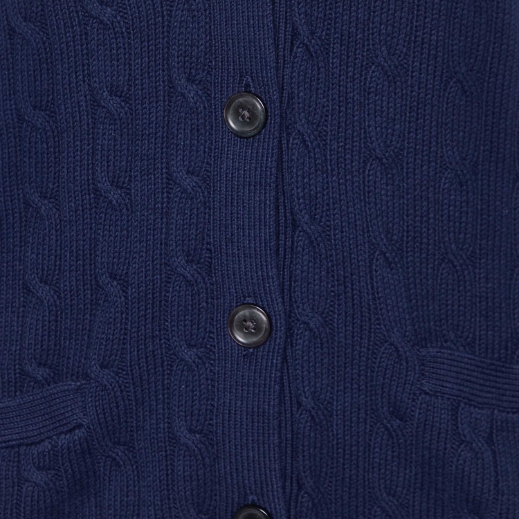 Pre Owned Polo Ralph Lauren Navy Blue Cable Knit Button Front Cardigan M