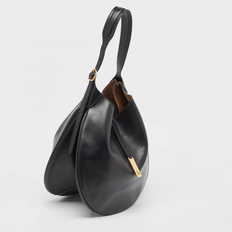 Pre Owned Polo Ralph Lauren Black Leather ID Flap Hobo