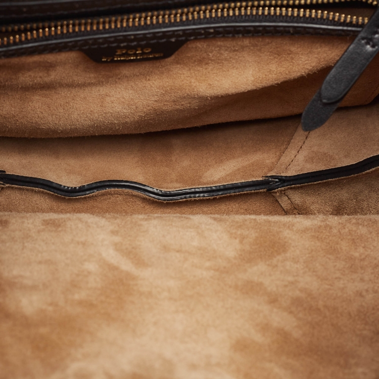 Pre Owned Polo Ralph Lauren Black Leather ID Flap Hobo