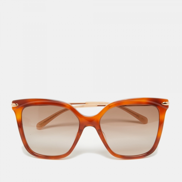 Pre Owned Pomellato Brown/Gold Gradient PM0093S Cat Eye Sunglasses