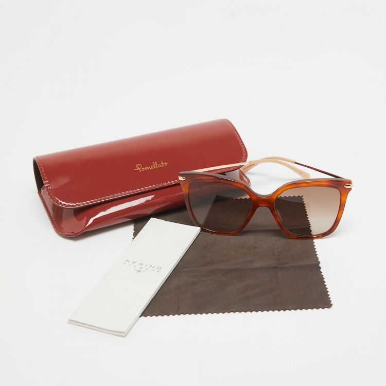 Pre Owned Pomellato Brown/Gold Gradient PM0093S Cat Eye Sunglasses