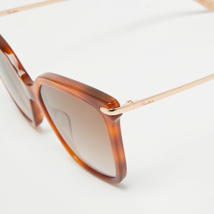 Pre Owned Pomellato Brown/Gold Gradient PM0093S Cat Eye Sunglasses