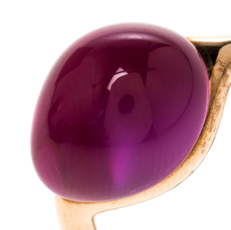 Pre Owned Pomellato Rouge Passion Synthetic Pink Sappire & 9K Rose Gold Ring Size 48