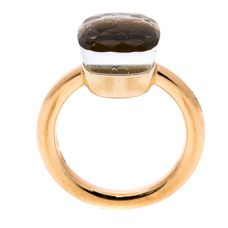 Pre Owned Pomellato Nudo White Topaz 18k Rose Gold Ring Size 50