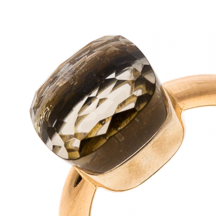 Pre Owned Pomellato Nudo White Topaz 18k Rose Gold Ring Size 50