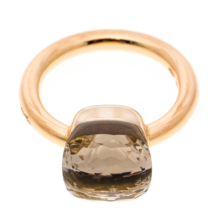 Pre Owned Pomellato Nudo White Topaz 18k Rose Gold Ring Size 50