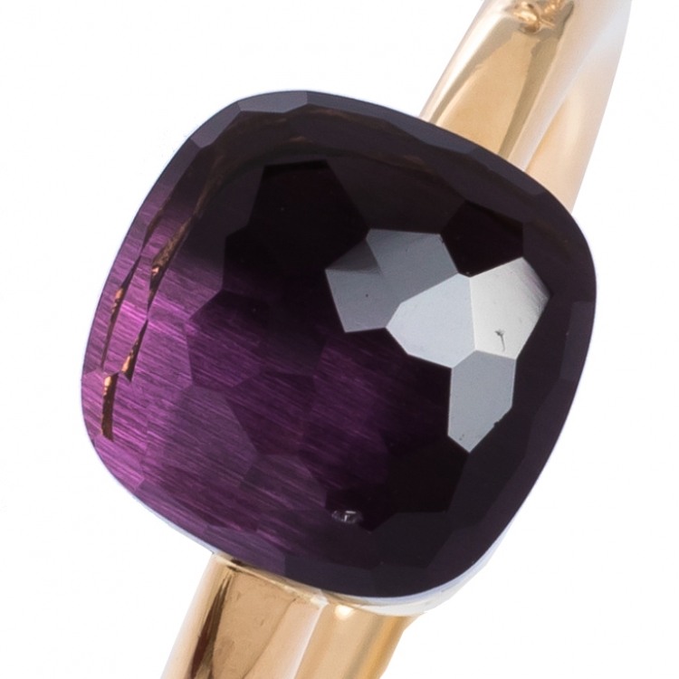 Pre Owned Pomellato Nudo Amethyst 18K Rose Gold Ring Size 54