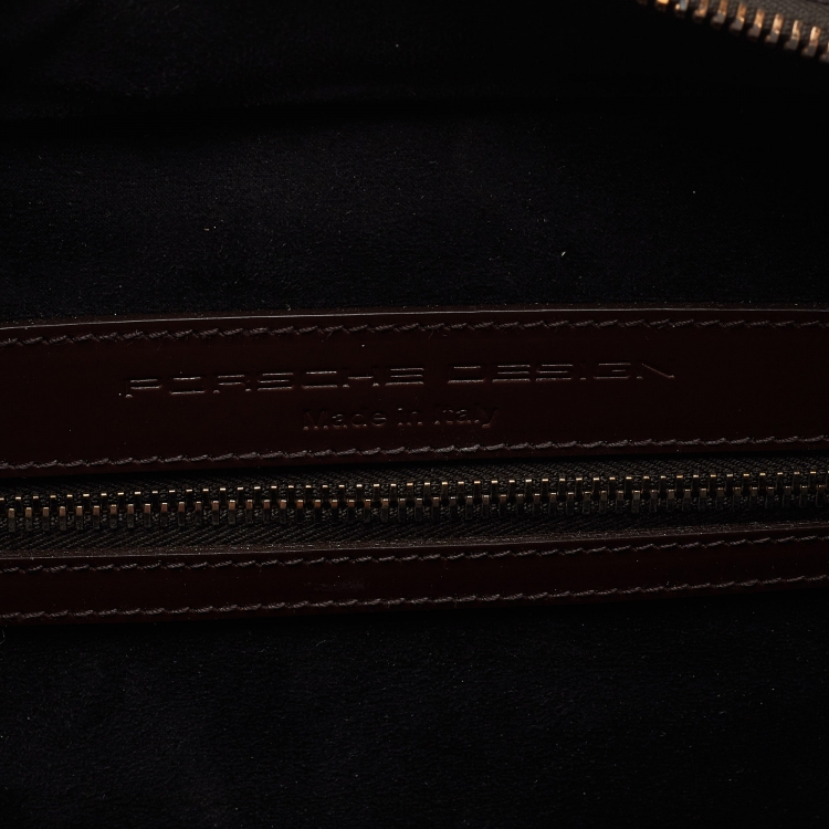 Pre Owned Porsche Design Brown Leather Medium Twin Satchel