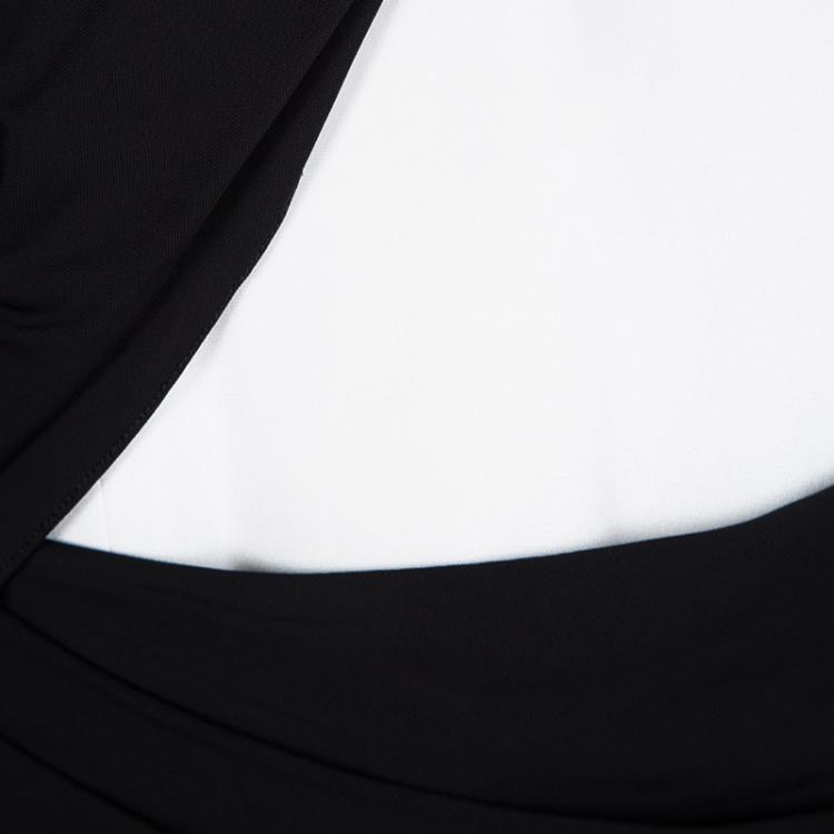 Pre Owned Prabal Gurung Monochrome Draped One Shoulder Gown L