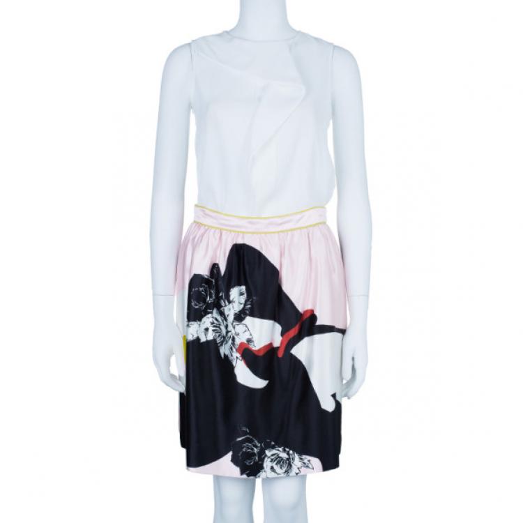 Pre Owned Prabal Gurung Floral Flounce Skirt M