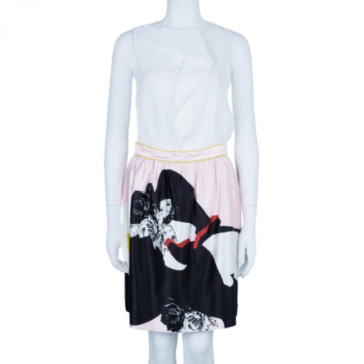Pre Owned Prabal Gurung Floral Flounce Skirt S