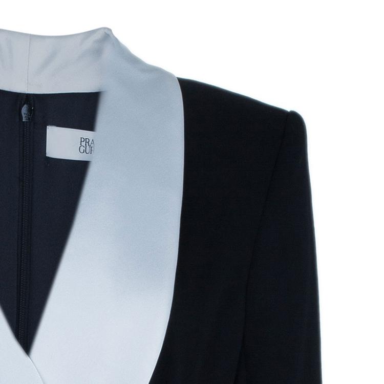 Pre Owned Prabal Gurung Monochrome Tuxedo Dress L