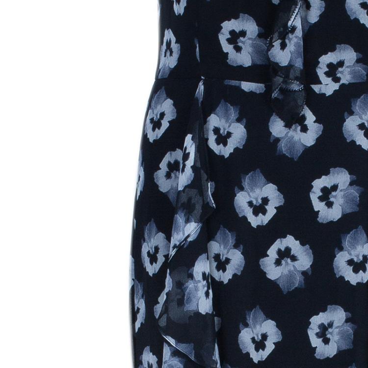 Pre Owned Prabal Gurung Maxi Chiffon Silk Printed Ruffle Dress L