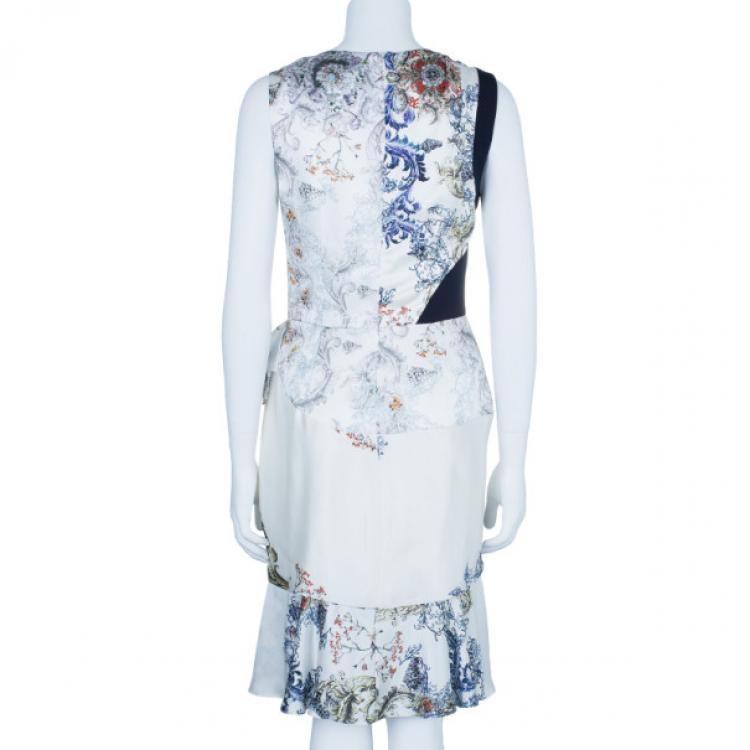 Pre Owned Prabal Gurung Sleeveless Printed Ruched Dress M