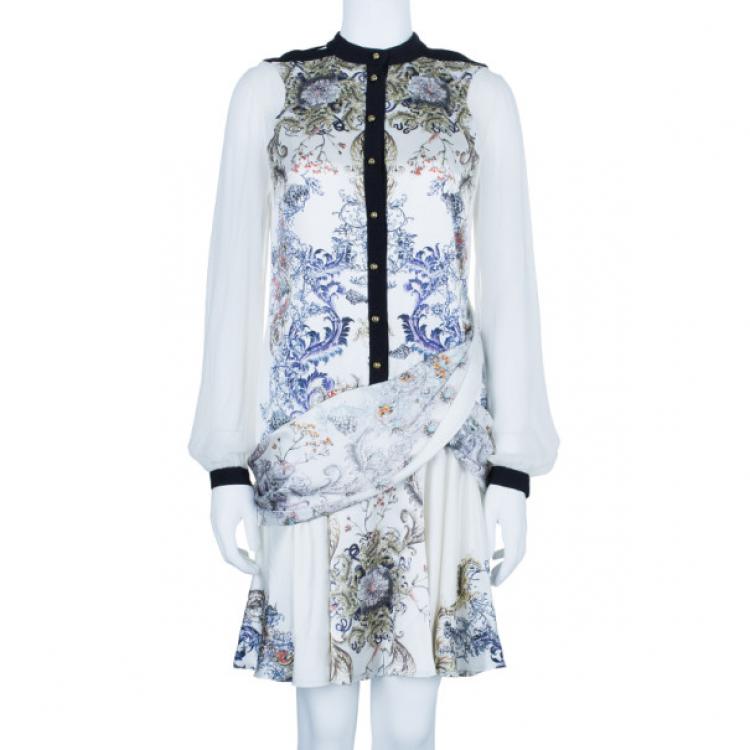 Pre Owned Prabal Gurung Full Sleeve Printed Combo Dress M