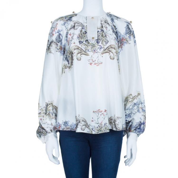 Pre Owned Prabal Gurung Silk Printed Top M