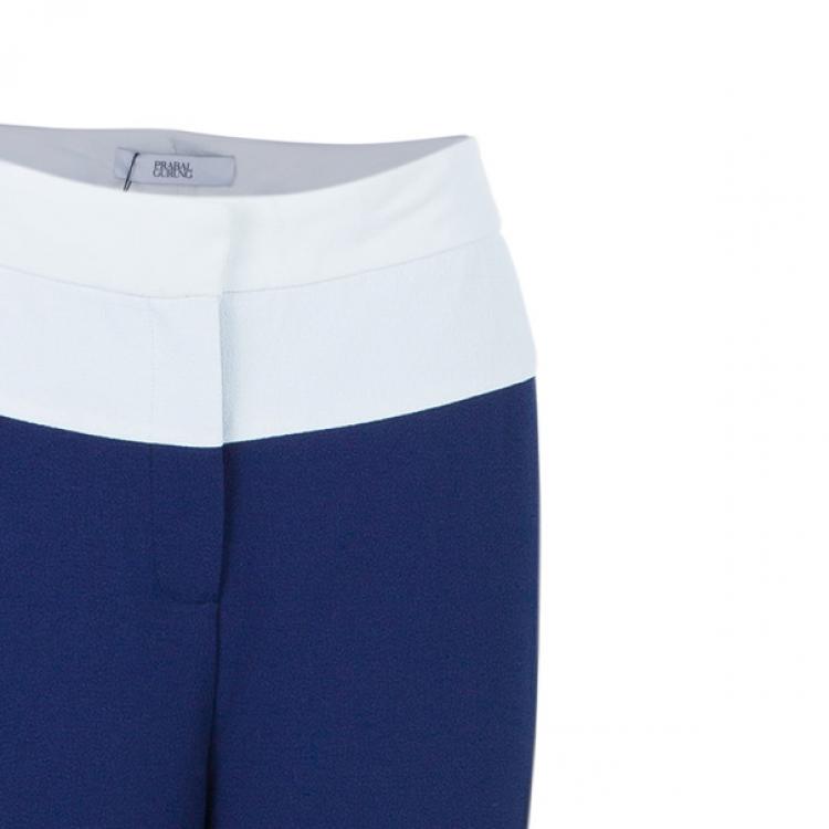 Pre Owned Prabal Gurung Navy Tuxedo Wide Leg Pants L