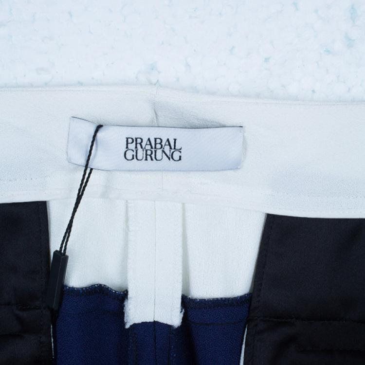 Pre Owned Prabal Gurung Navy Tuxedo Wide Leg Pants L