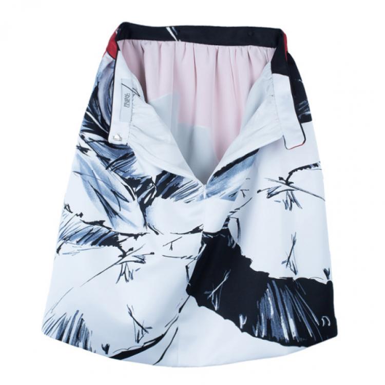 Pre Owned Prabal Gurung Floral Flounce Skirt M
