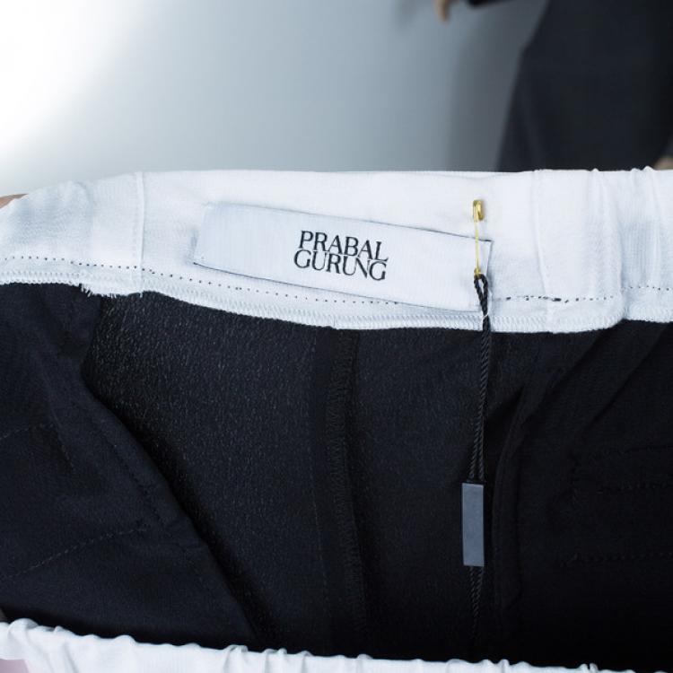Pre Owned Prabal Gurung Contrast Striped Silk Pants M