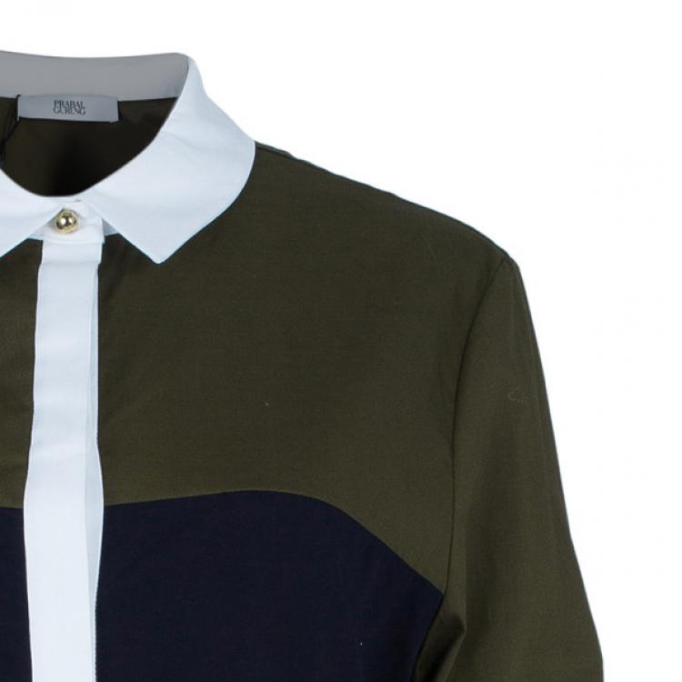 Pre Owned Prabal Gurung Colorblock Shirt L