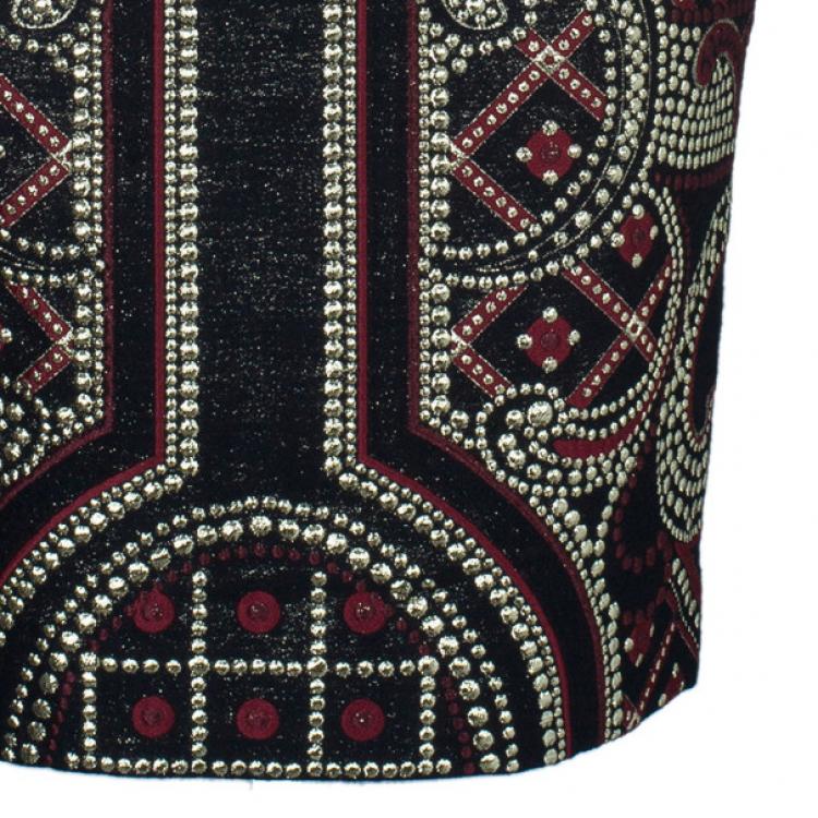 Pre Owned Prabal Gurung Metallic Detail Embroidery Pencil Skirt US 8