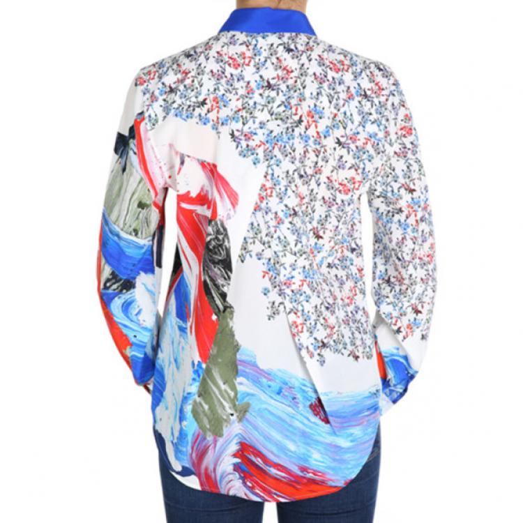 Pre Owned Prabal Gurung Printed Draped-Back Blouse M