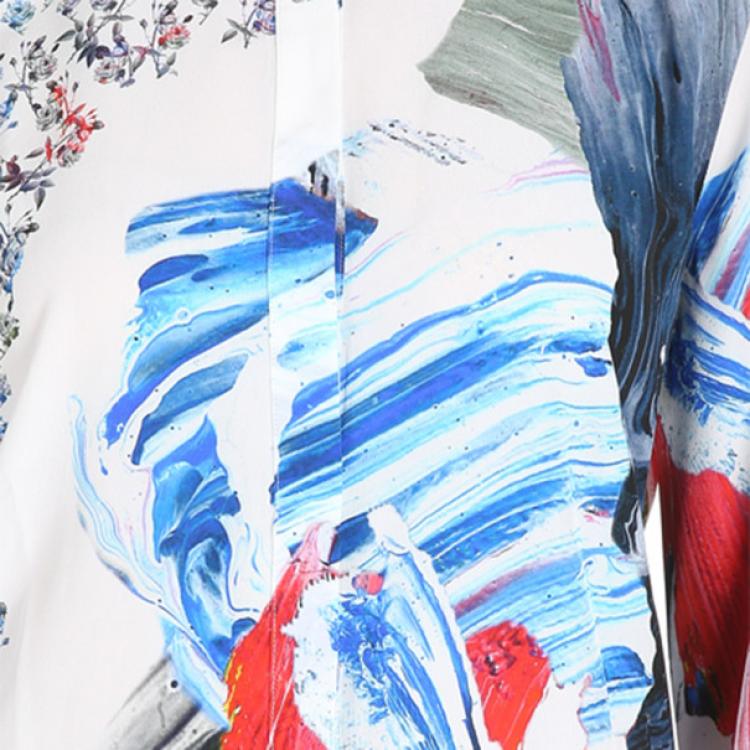 Pre Owned Prabal Gurung Printed Draped-Back Blouse M