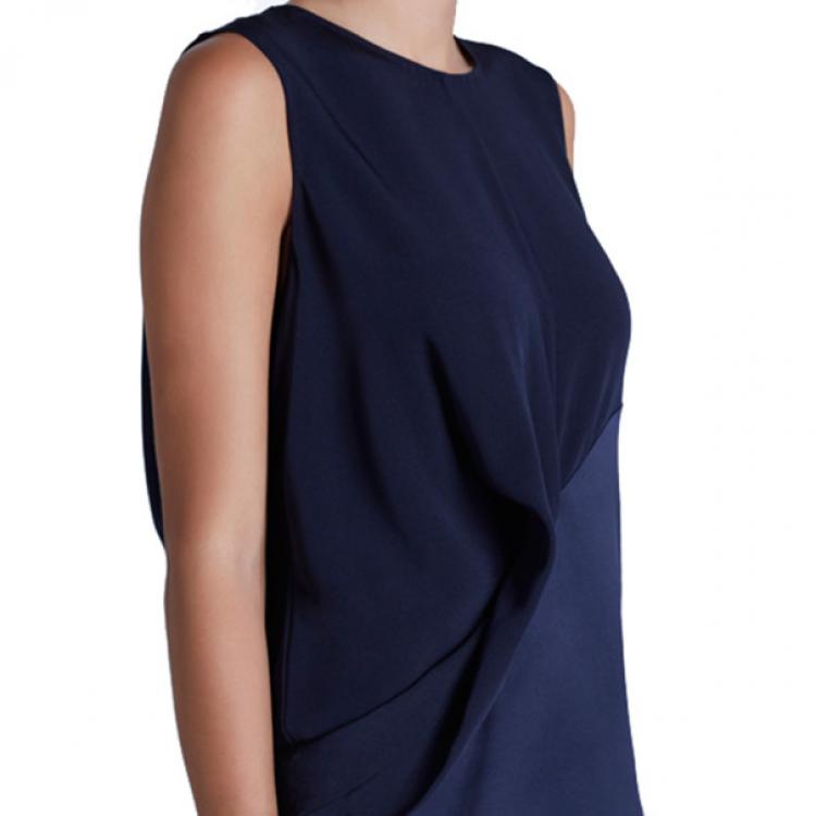 Pre Owned Prabal Gurung Navy Crepe Sleeveless Blouse S