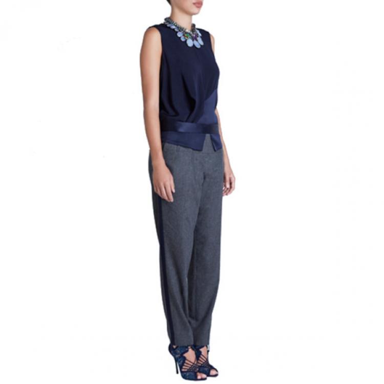 Pre Owned Prabal Gurung Navy Crepe Sleeveless Blouse S