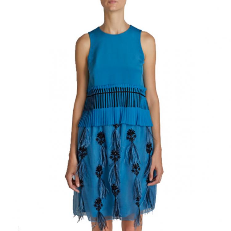 Pre Owned Prabal Gurung Blue Sleeveless Peplum-Detailed Top M