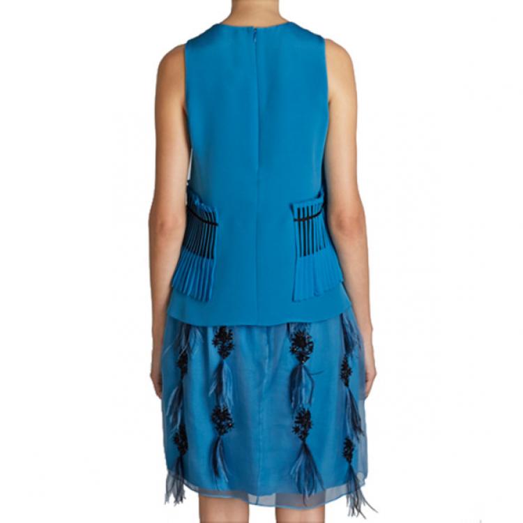 Pre Owned Prabal Gurung Blue Sleeveless Peplum-Detailed Top M