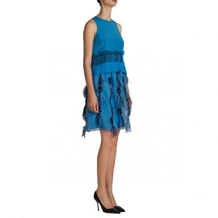 Pre Owned Prabal Gurung Blue Sleeveless Peplum-Detailed Top M