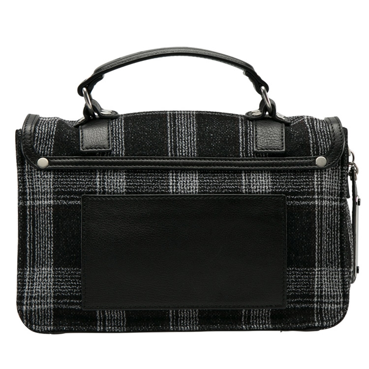 Pre Owned Proenza Schouler Black/White Monochrome Plaid and Leather Tiny PS1 Crossbody Bag