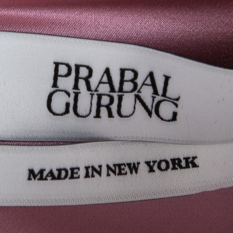 Pre Owned Prabal Gurung Colorblock Doubleface Satin High Low Sleeveless V-Neck Gown L