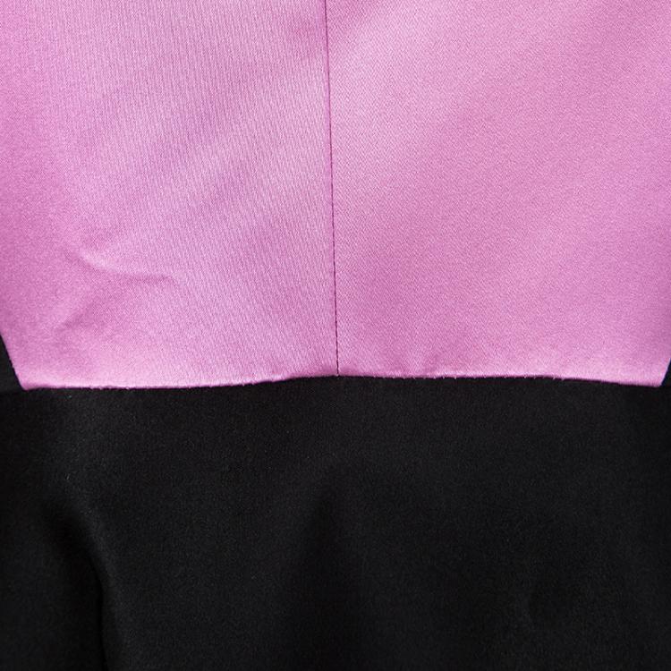 Pre Owned Prabal Gurung Colorblock Doubleface Satin High Low Sleeveless V-Neck Gown L