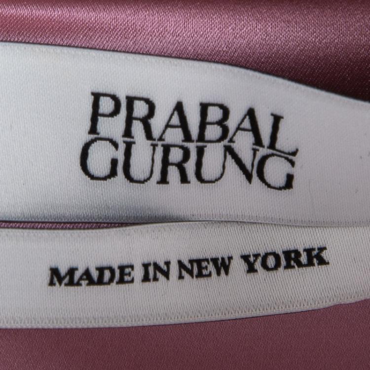 Pre Owned Prabal Gurung Colorblock Doubleface Satin High Low Sleeveless V-Neck Gown L