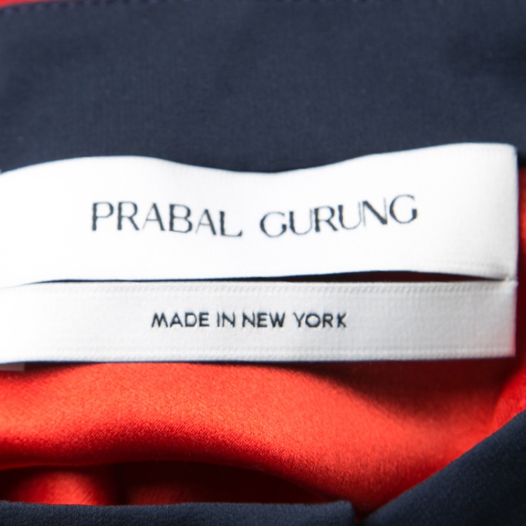Pre Owned Prabal Gurung Colorblock Printed Silk Button Front Midi Dress M