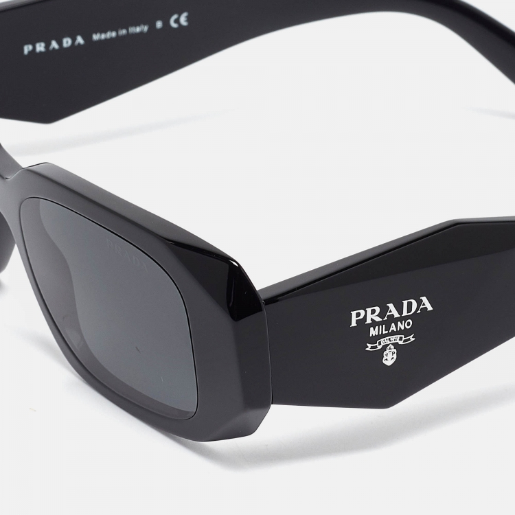 Pre Owned Prada Black SPR17W Symbole Rectangle Sunglasses