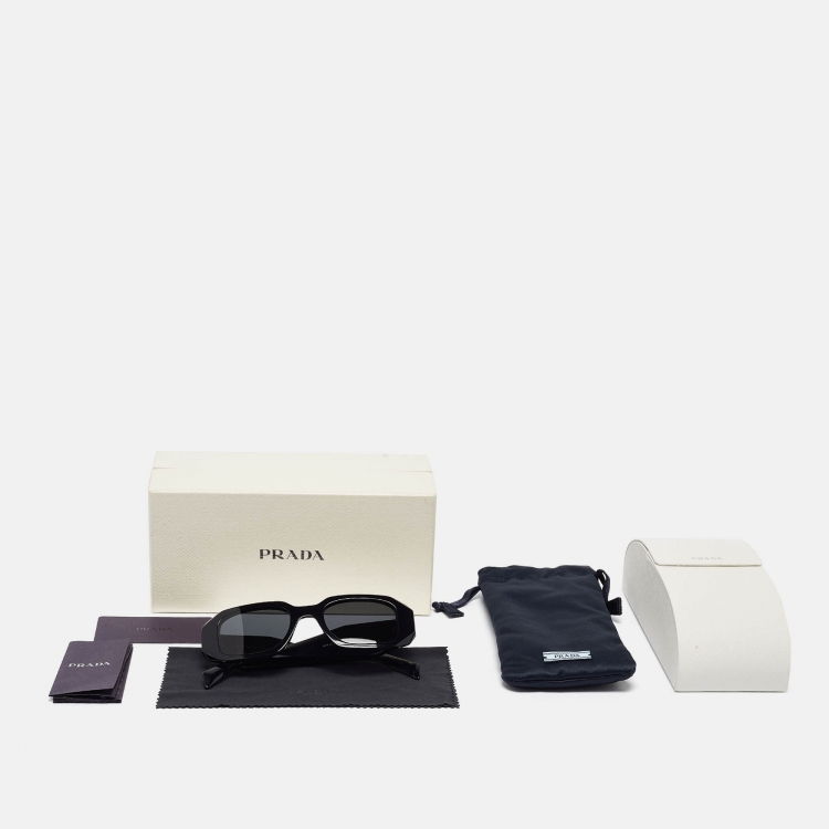 Pre Owned Prada Black SPR17W Symbole Rectangle Sunglasses