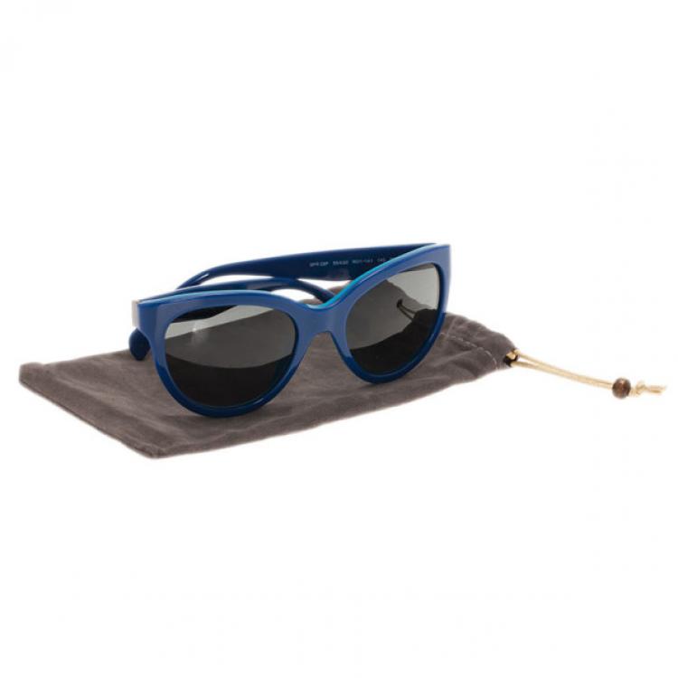 Pre Owned Prada Blue SPR05P Cat Eye Sunglasses