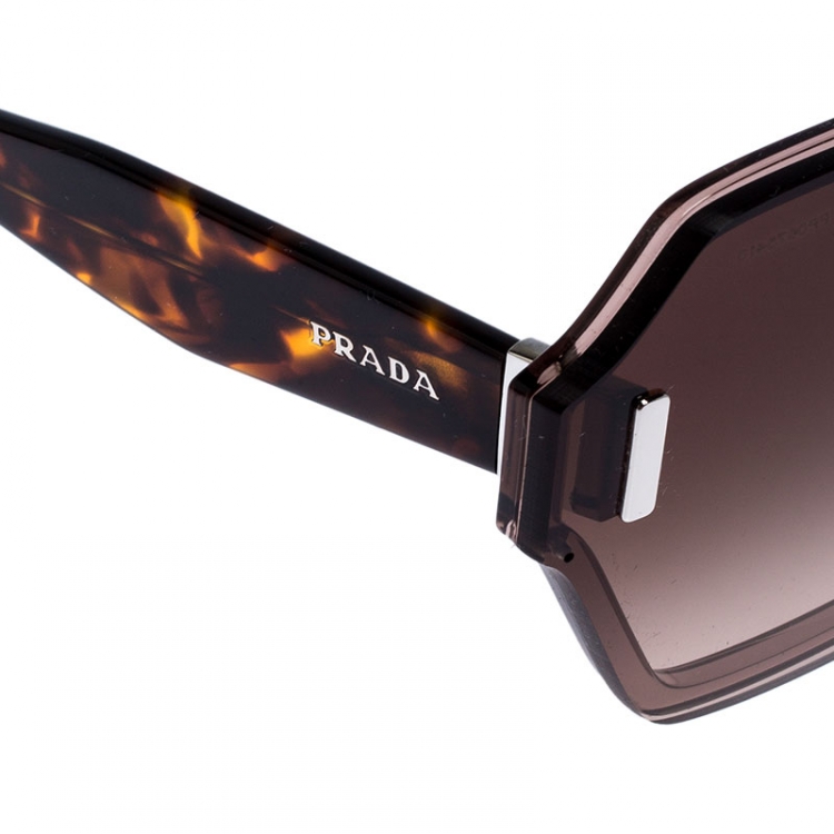 Pre Owned Prada Tortoiseshell/Brown Gradient SPR 15T Hide Geometric Sunglasses