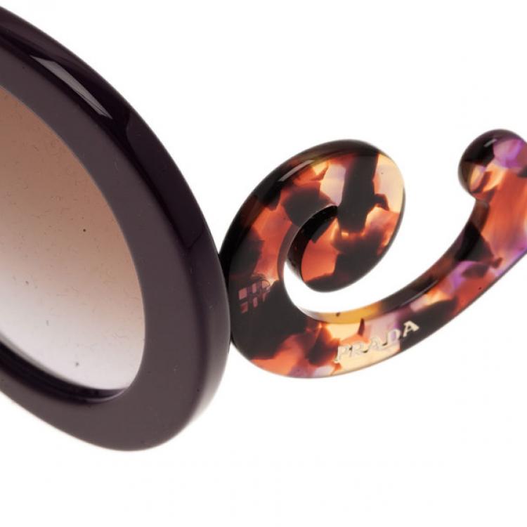 Pre Owned Prada Purple Round Baroque Sunglasses
