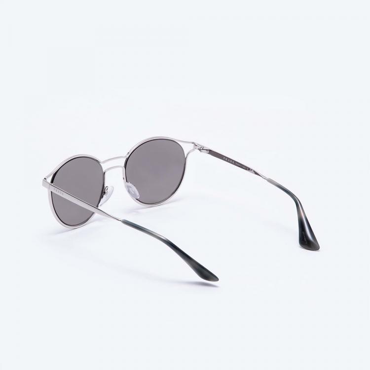 Pre Owned Prada Silver Mirrored Round Sunglasses