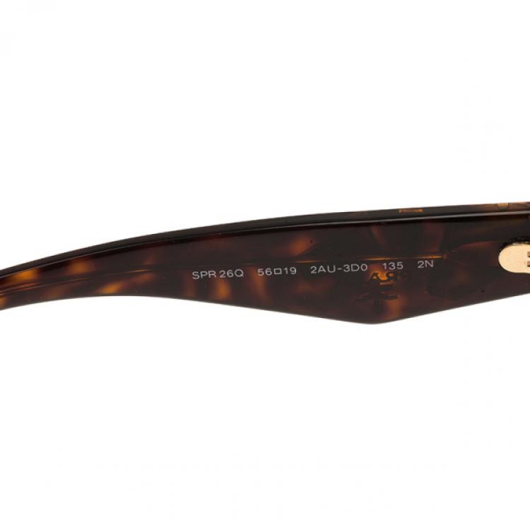 Pre Owned Prada Tortoise Frame Embellished Voice Cat Eye Sunglasses