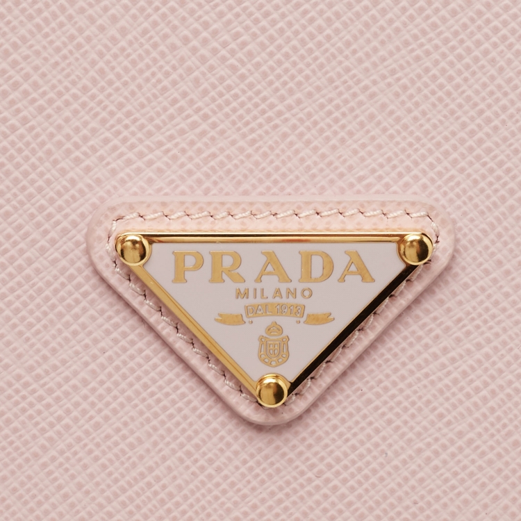 Pre Owned Prada Pink Saffiano Triang Leather Iphone 13 Pro Max Case